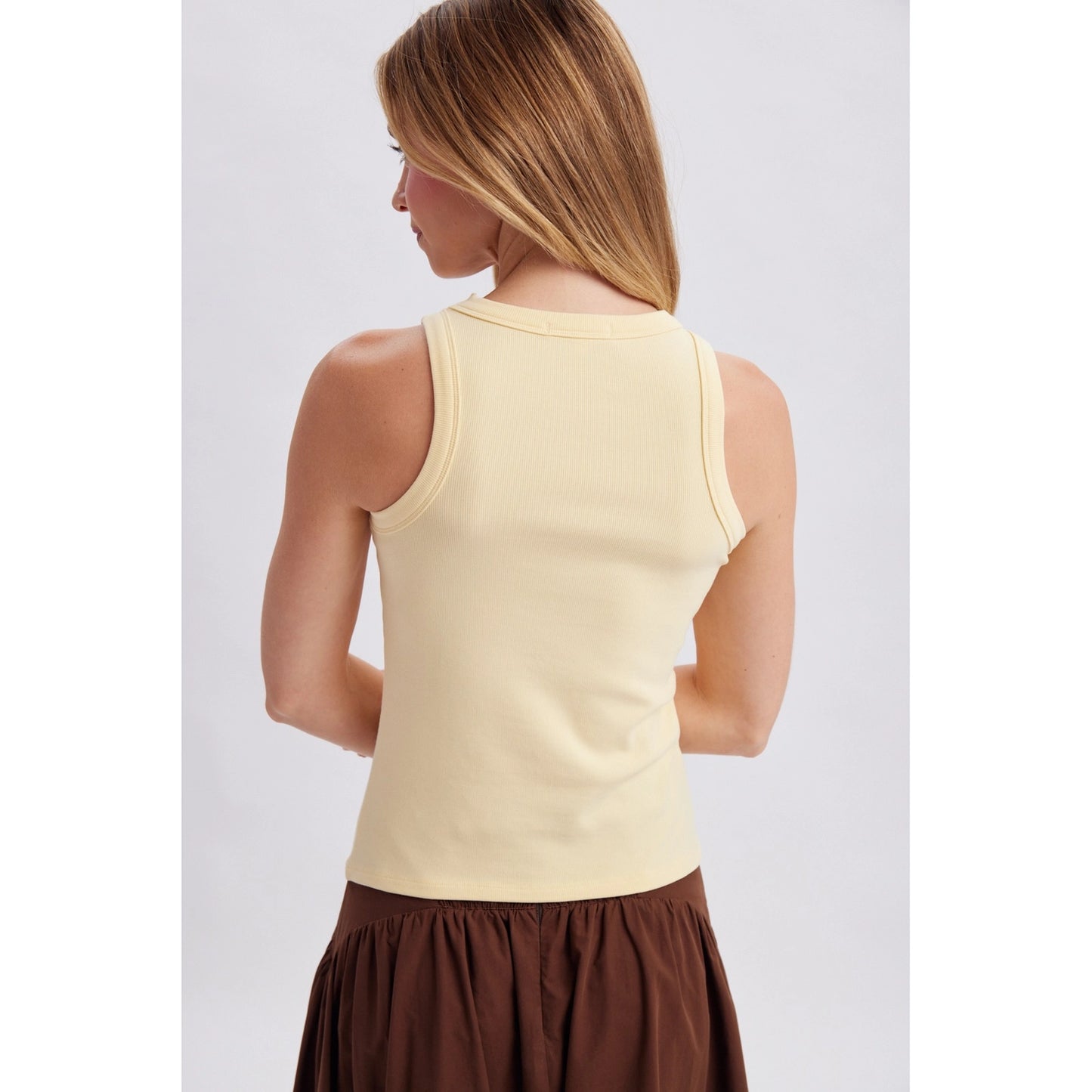 High Neck Ribbed Tank