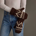 Chocolate Brown & Beige Patterned Mittens