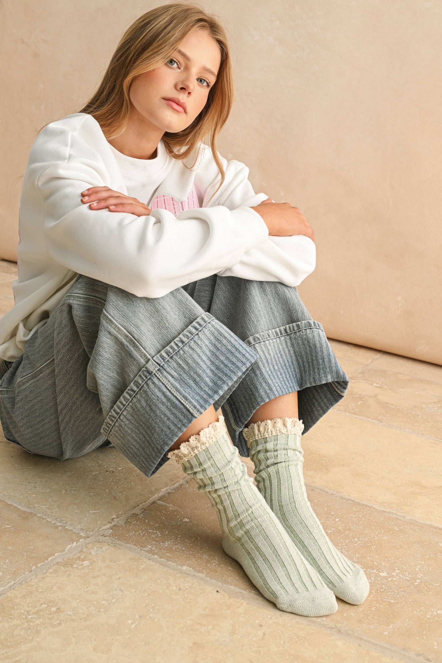 Crochet Trim Socks