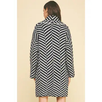 Diagonal Stripe Open Cardi