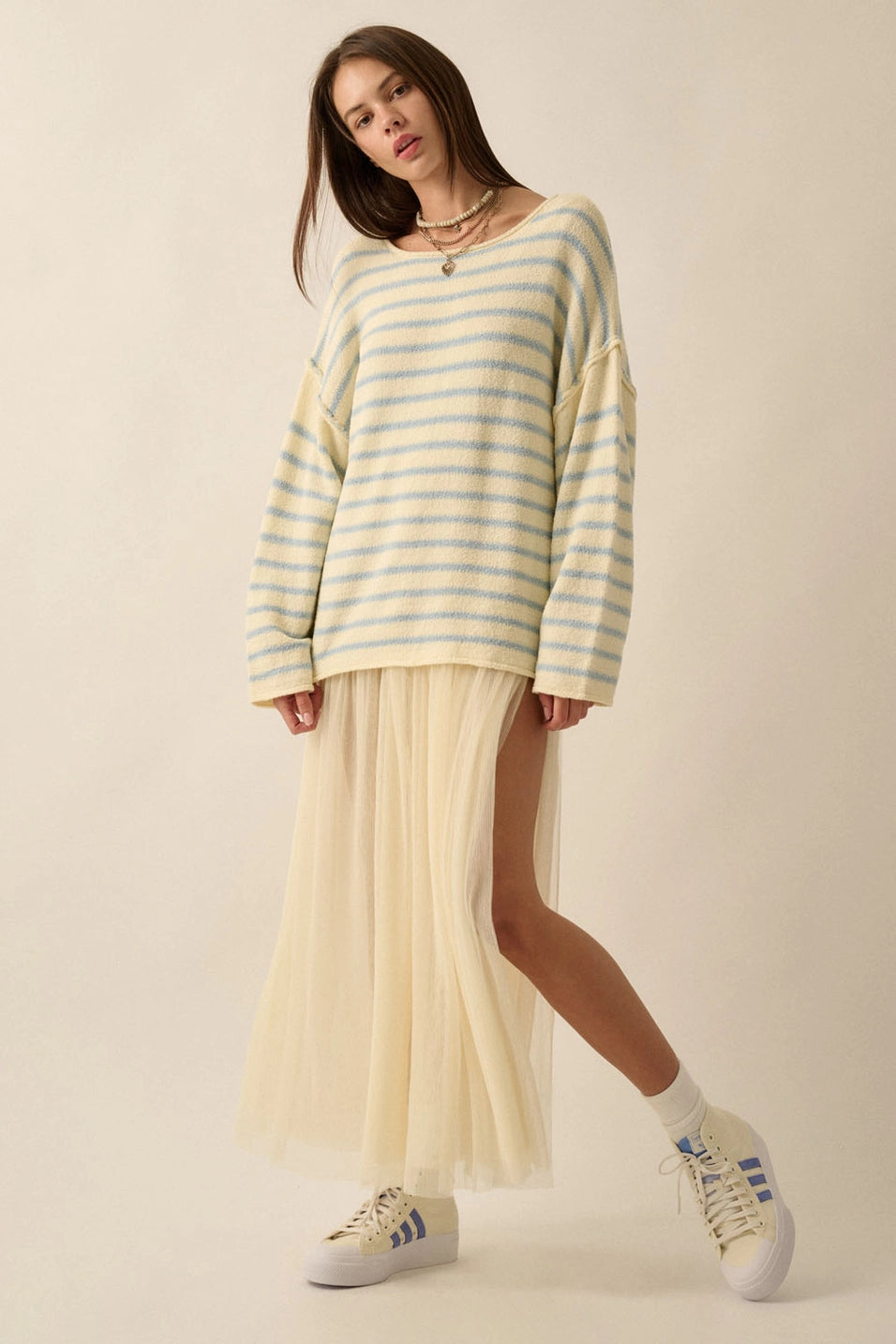 Striped Knit Oversized Sweater