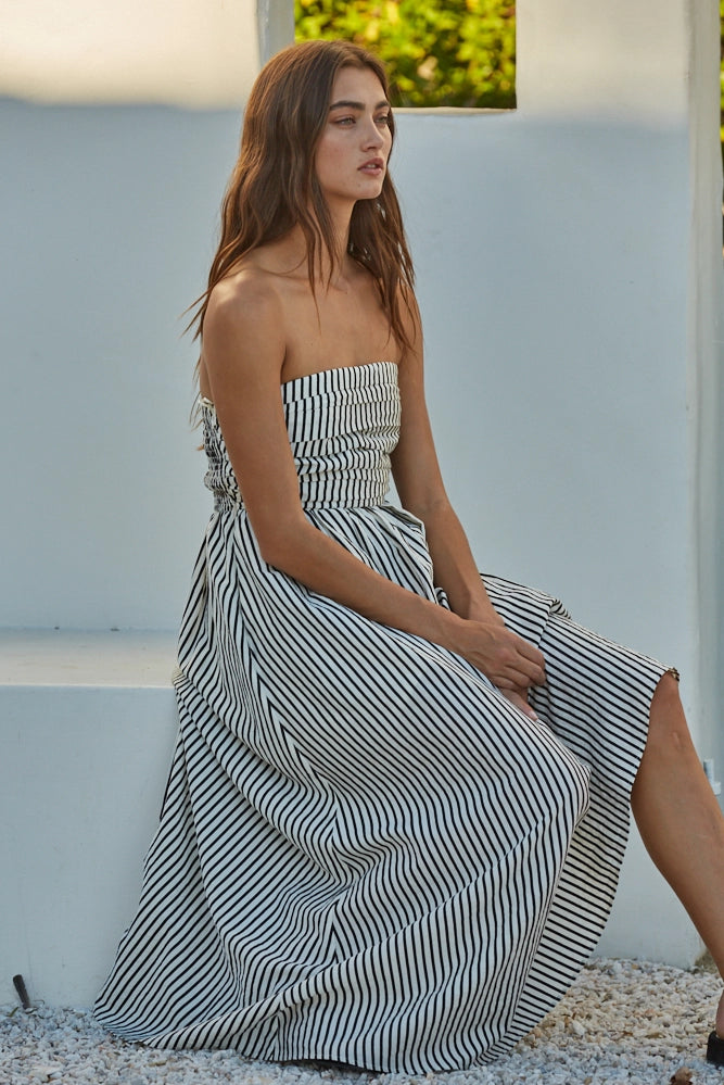 Tube Striped Midi Dress