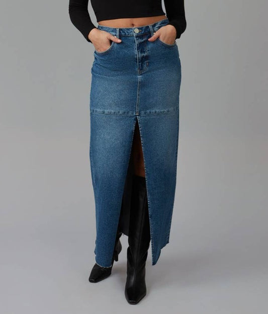 Madlyn Long Jean Skirt