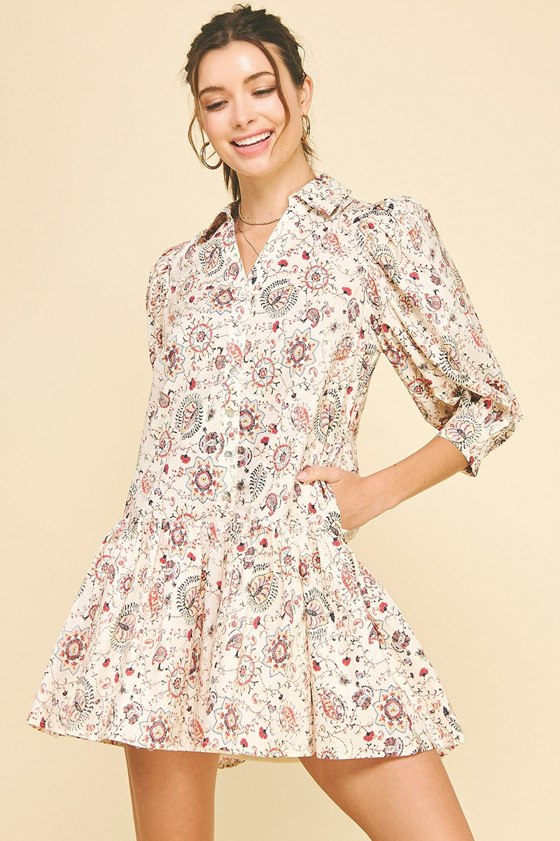 Print Button Down Mini