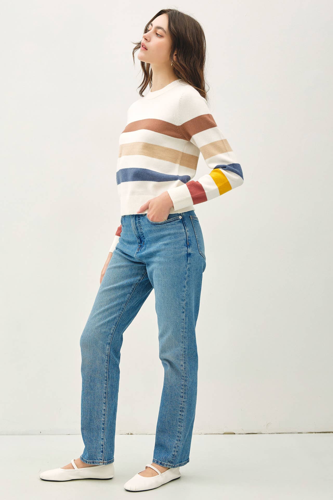 Rainbow Stripe Crop Sweater