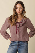 Alexa Gingham Ruffle Blouse
