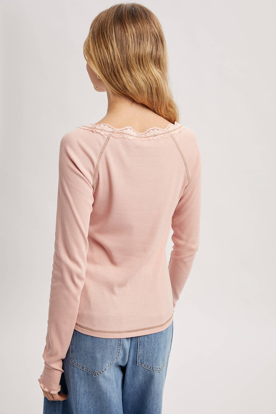 Ribbed Lace Knit Top