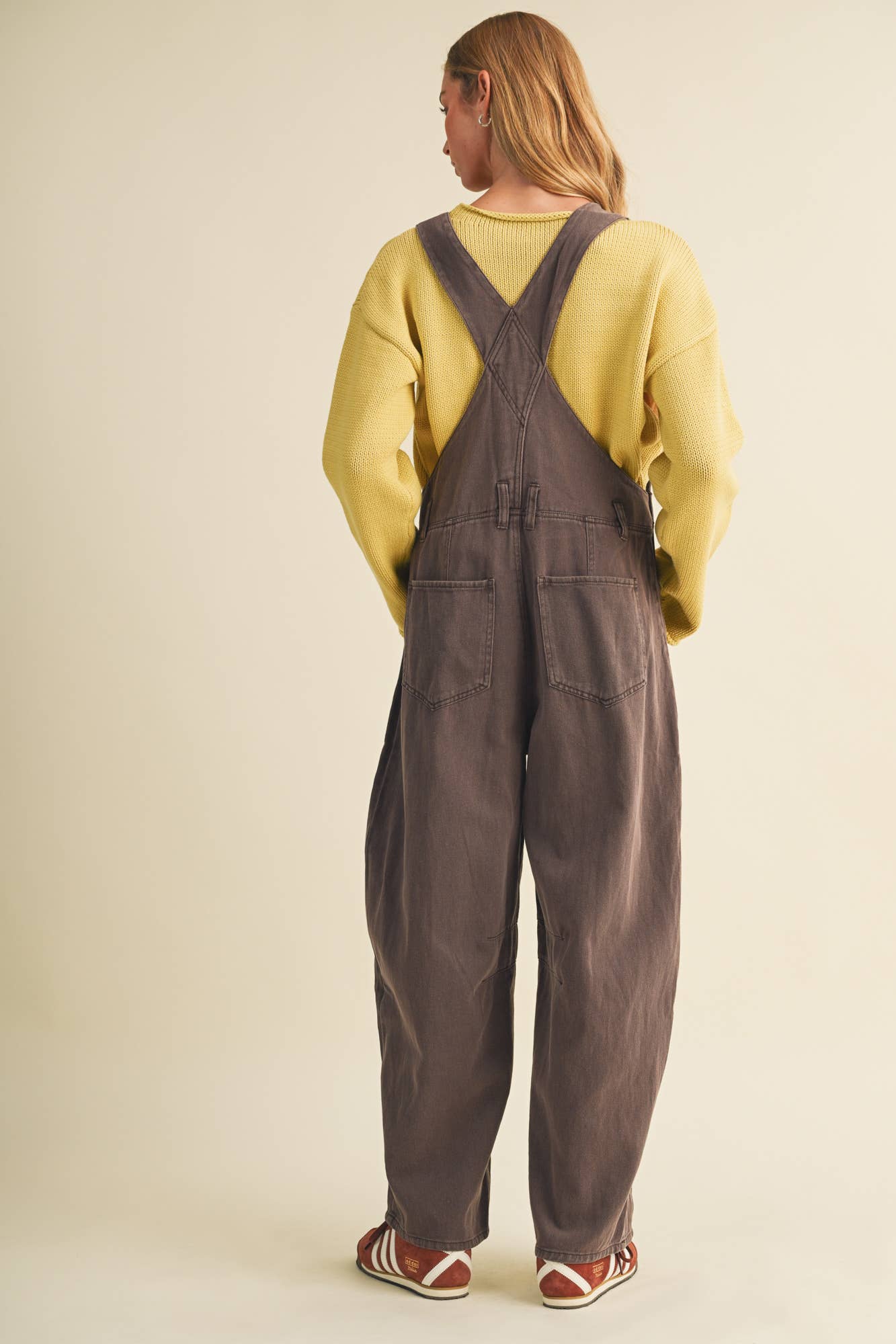 Vintage-Washed Twill Wide-Leg Overall