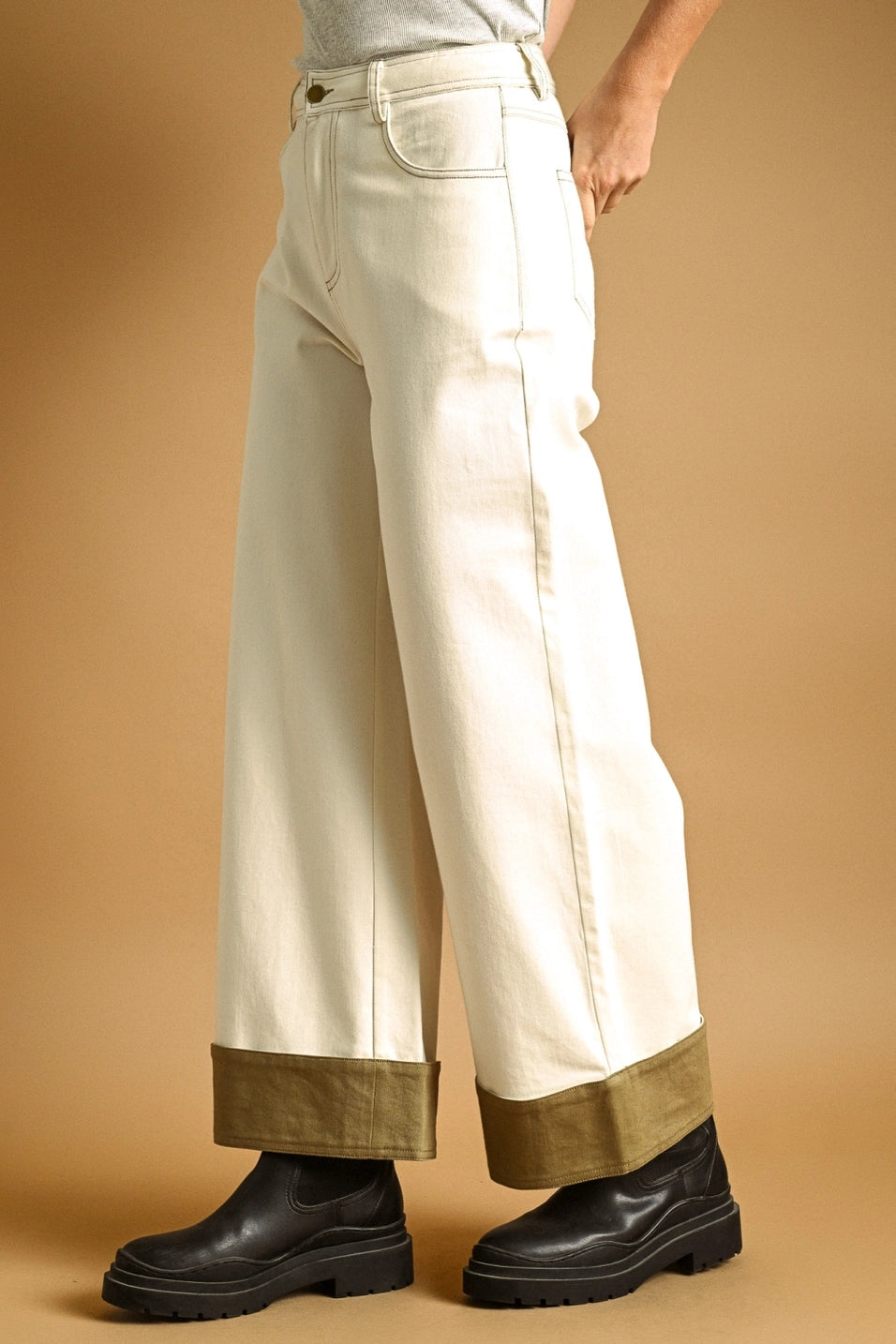 Contrast Cuff Pants