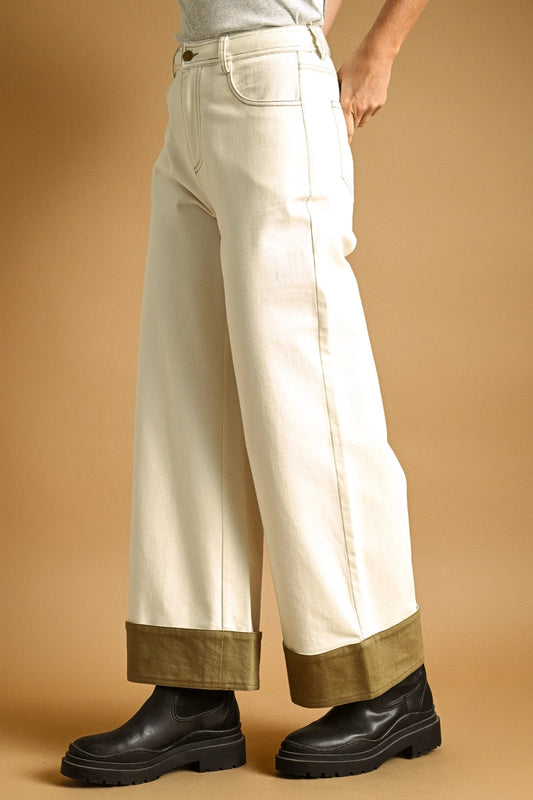 Contrast Cuff Pants