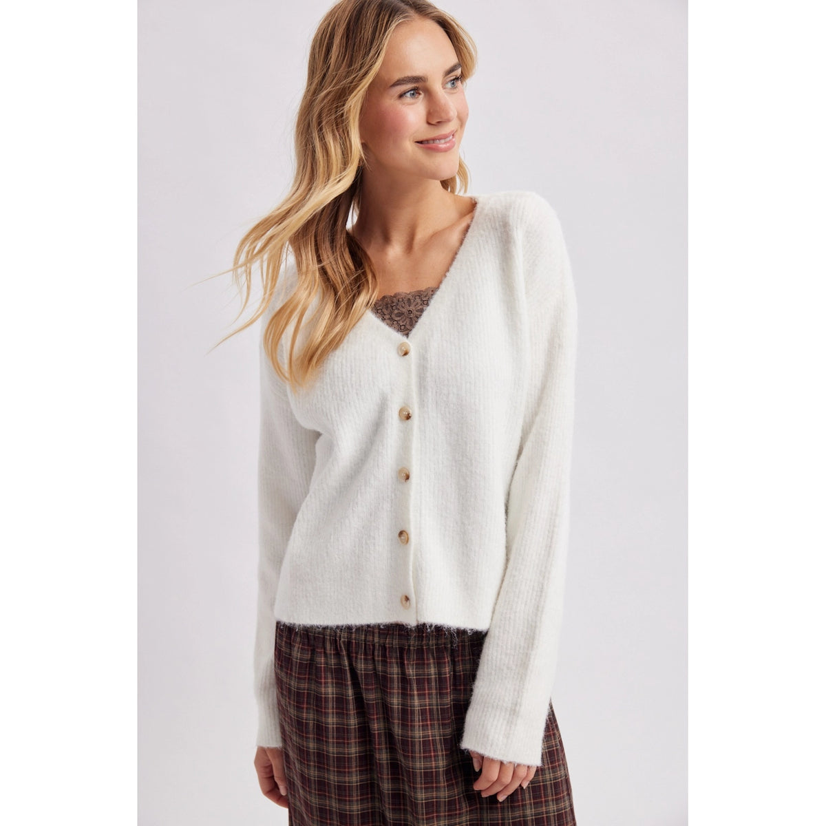 V-Neck Knit Cardigan