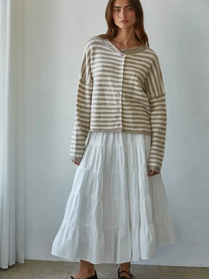 Striped Button Down Cardigan