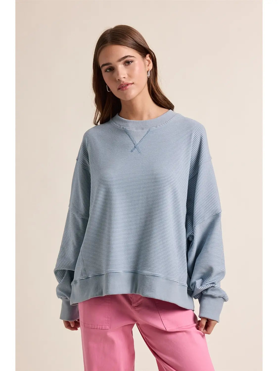 Striped Drop Shoulder Sweatshirt