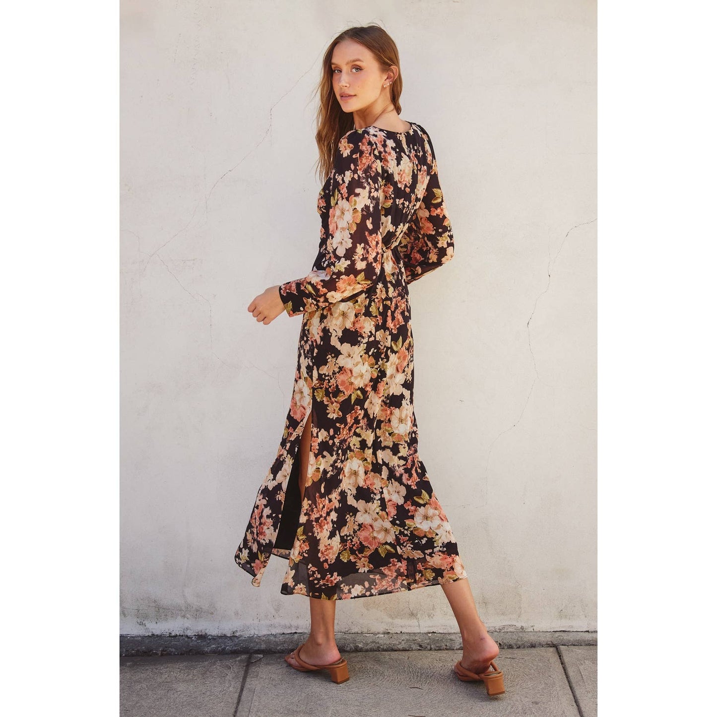 Midnight Floral Long Sleeve Dress