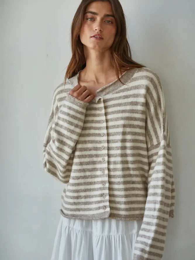 Striped Button Down Cardigan