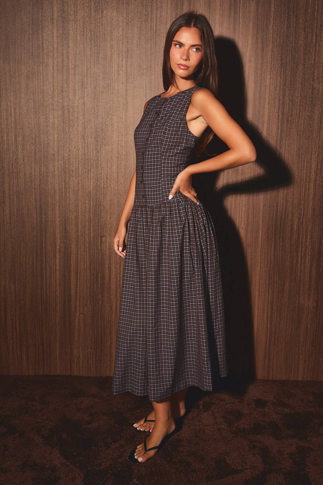 Plaid Button Down Midi Dress