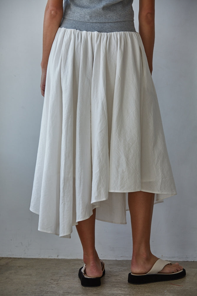 Cotton Asymmetrical Midi Skirt