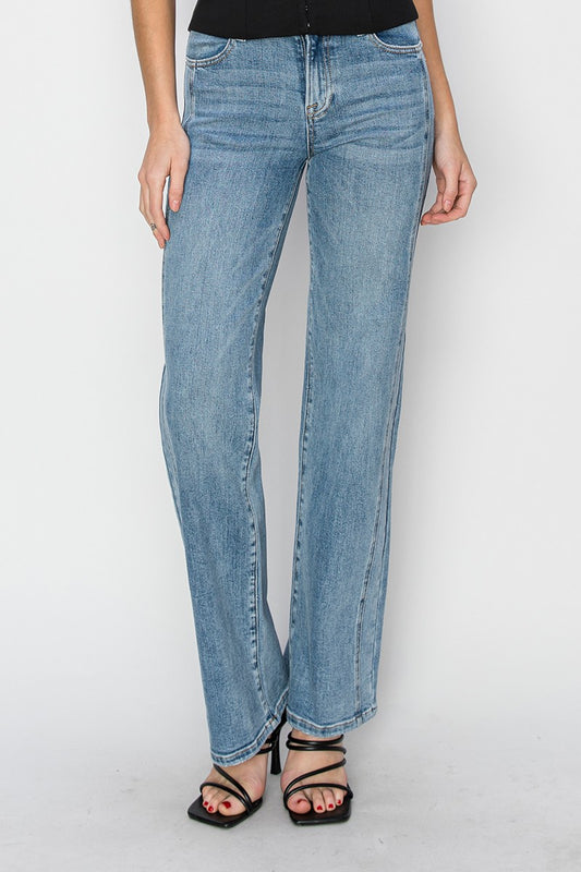 Mid Rise Straight Jeans
