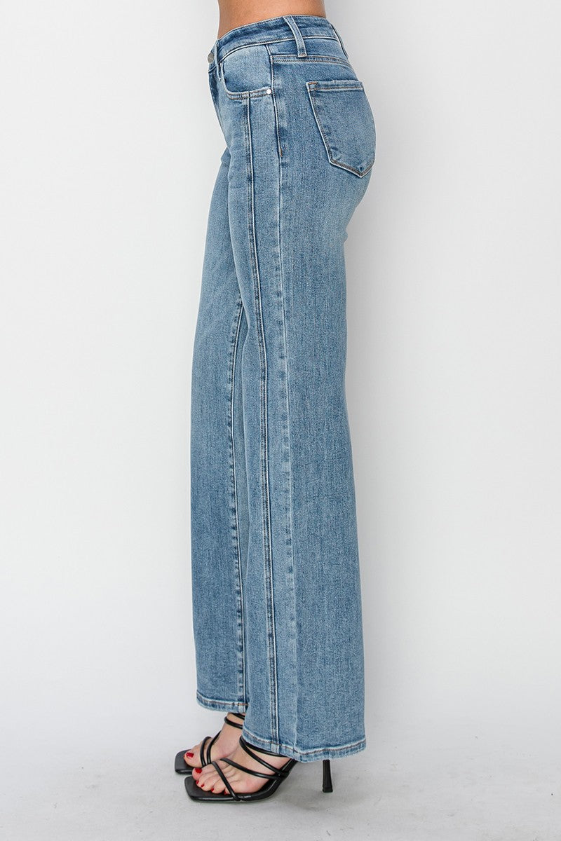 Mid Rise Straight Jeans