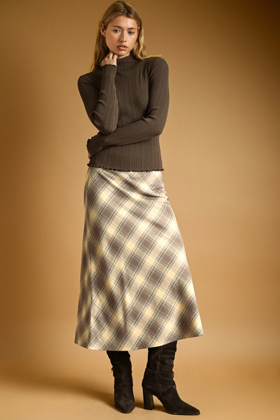 Plaid Slip Maxi Skirt