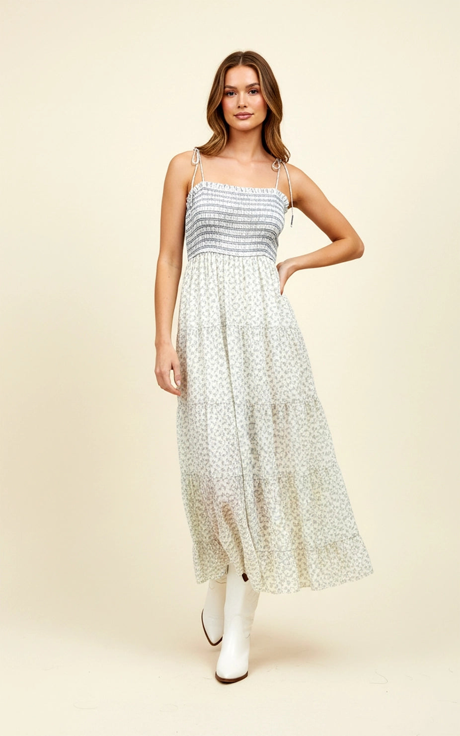 Floral Smock Top Midi Dress
