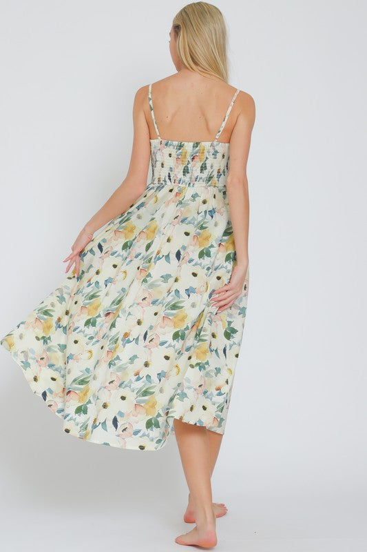 Magnolia Print Midi Dress