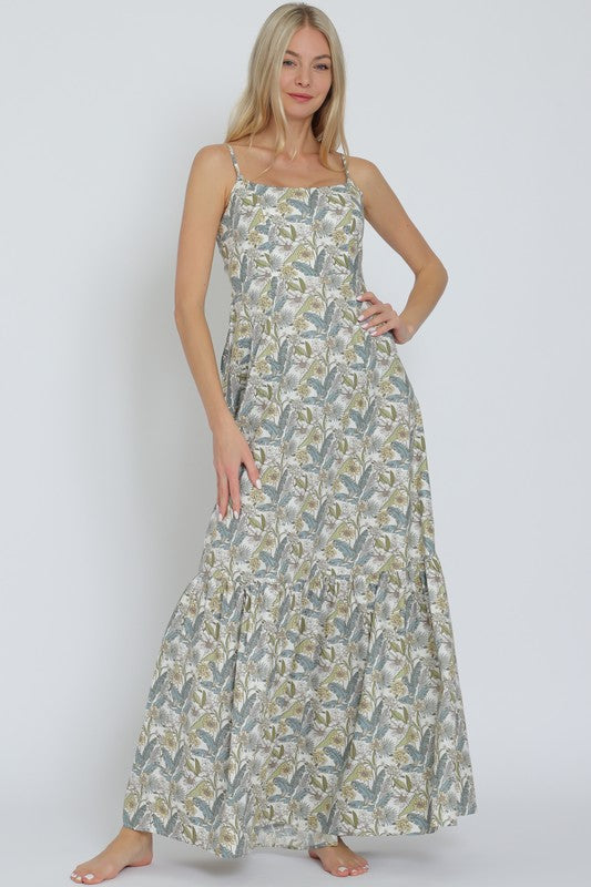 Botanical Print Maxi Dress