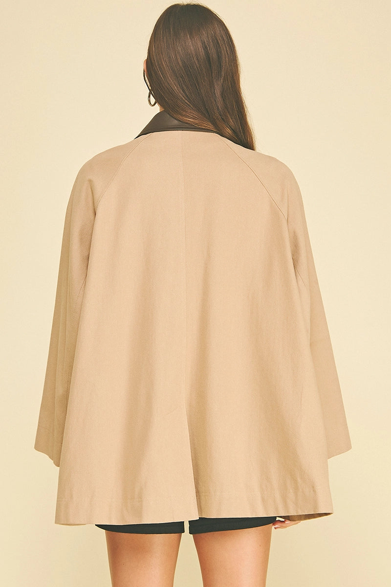 Contrast Collar Trench Coat