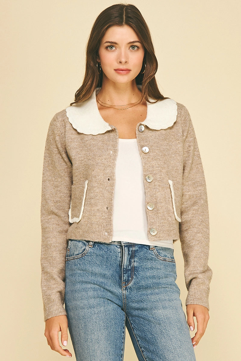 Collared Cardigan w/ Patch Pockets