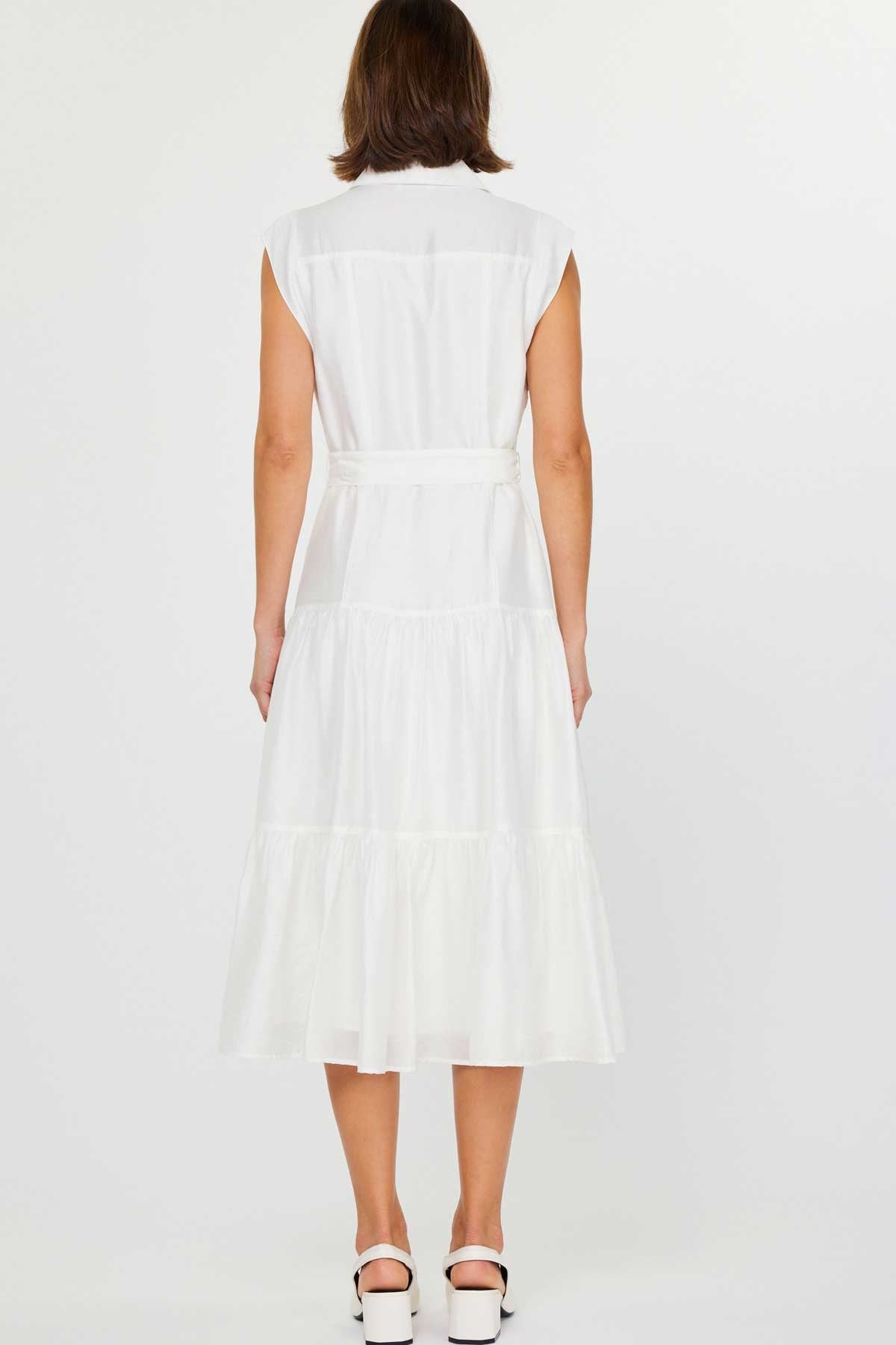 Tiered Button-Down Midi Dress