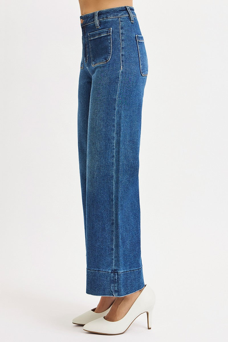 High Rise Patch Pocket Jeans