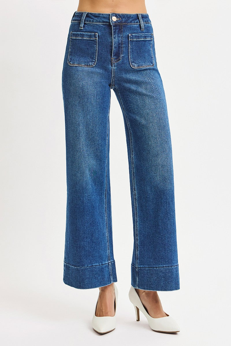 High Rise Patch Pocket Jeans