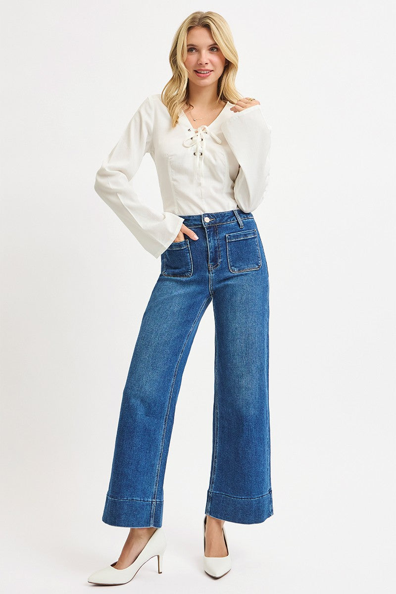 High Rise Patch Pocket Jeans