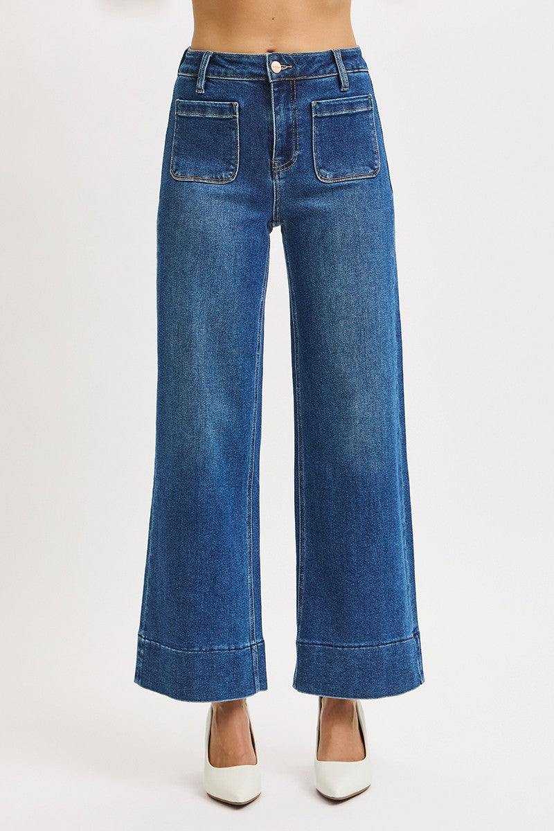 High Rise Patch Pocket Jeans