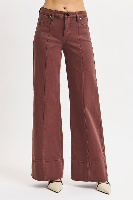 Mid Rise Wide Hem Jeans