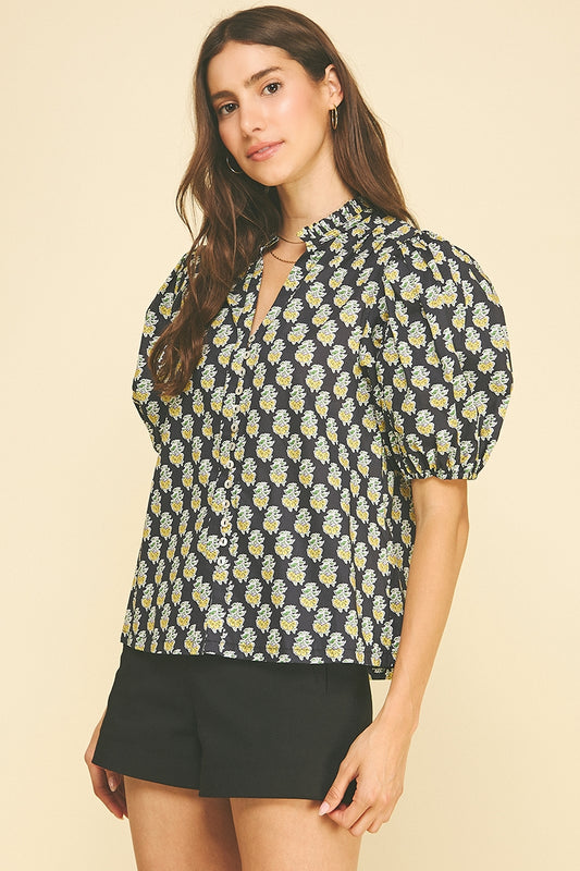 Floral Print V-Neck Blouse