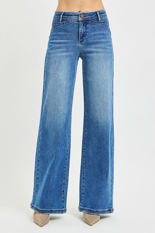 Waist Detail High Rise Jeans