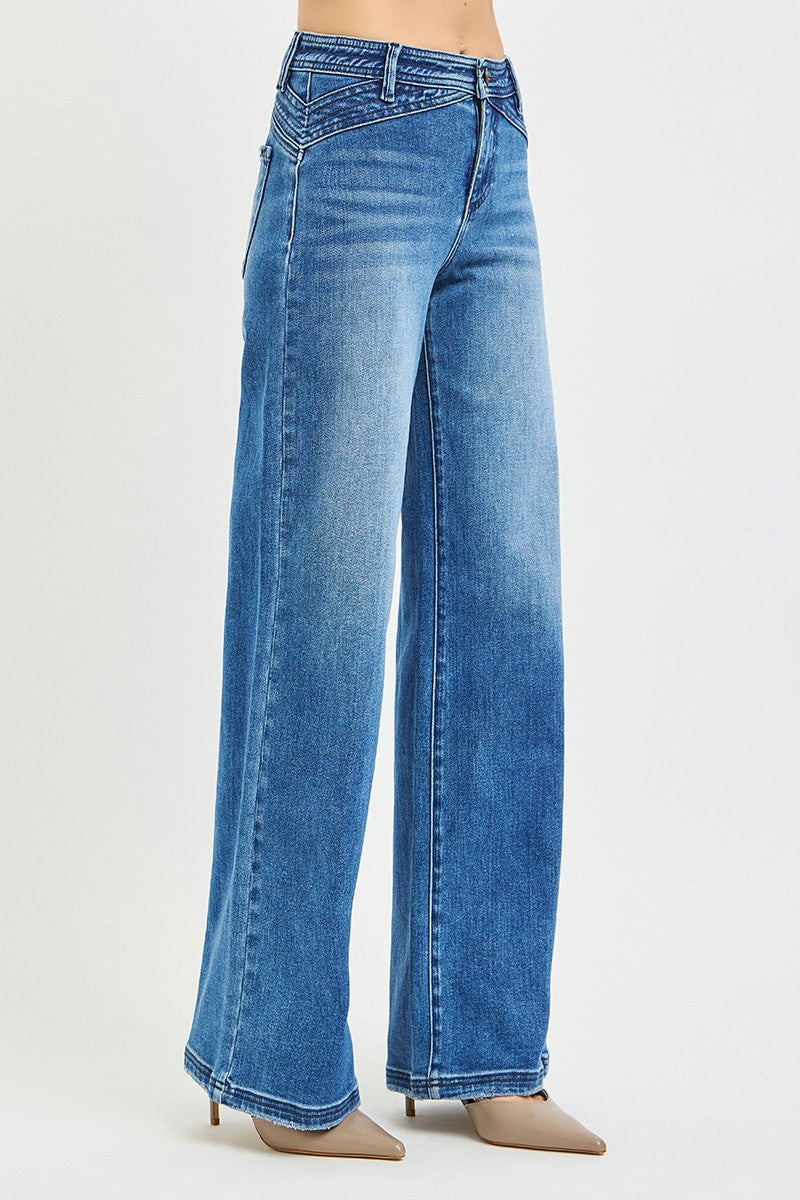 Waist Detail High Rise Jeans