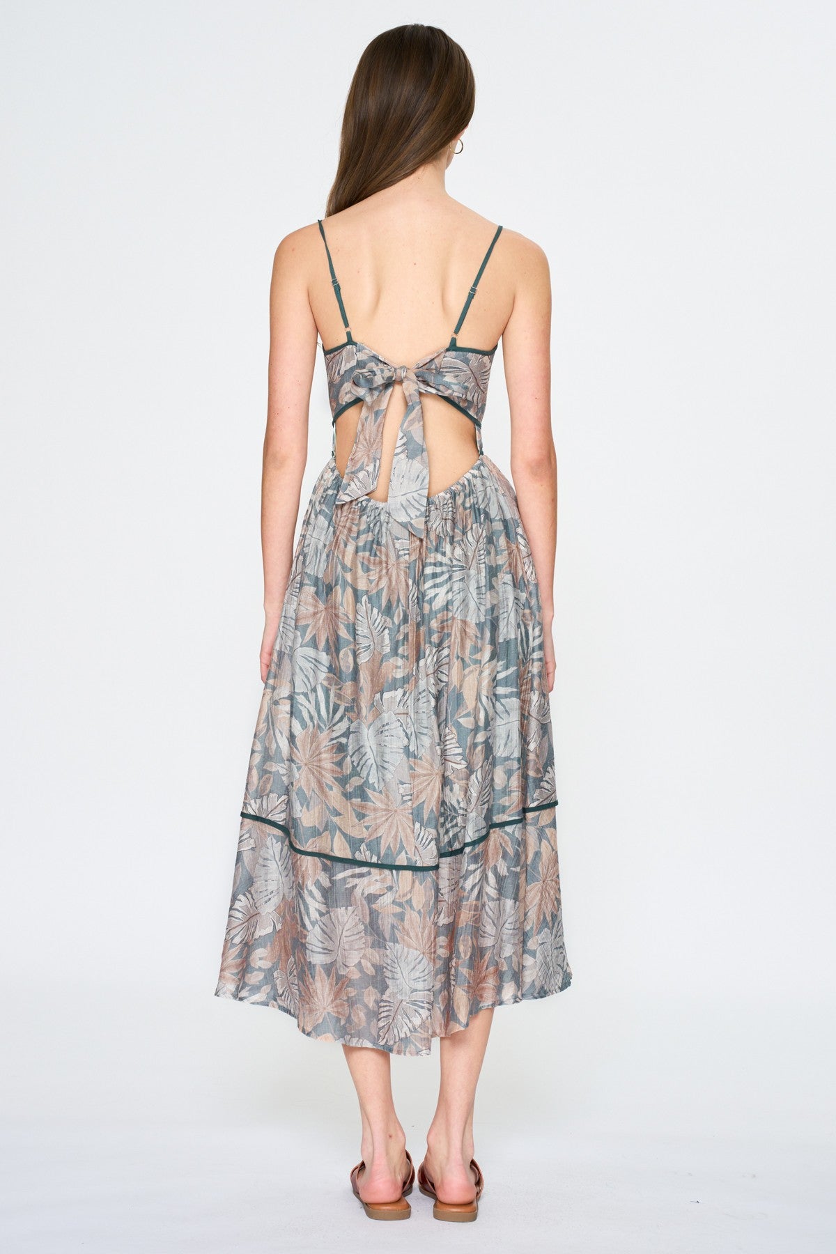 Tropical Leaf Midi Dress