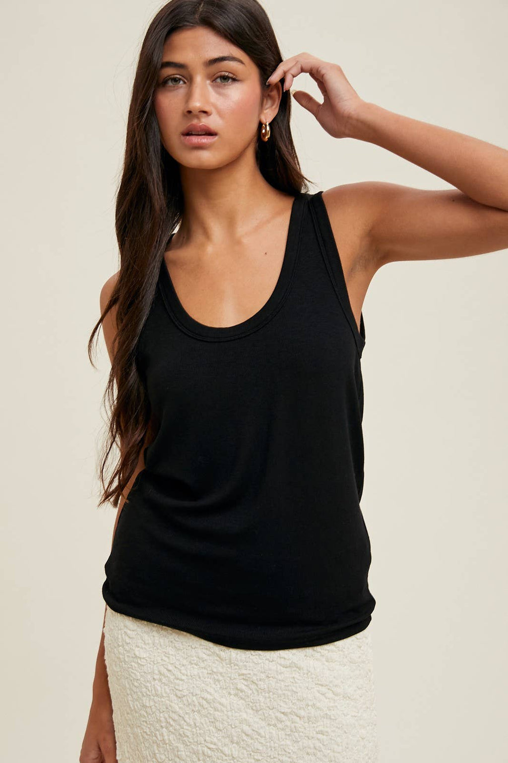Basic Scoop Neck Rib Tank
