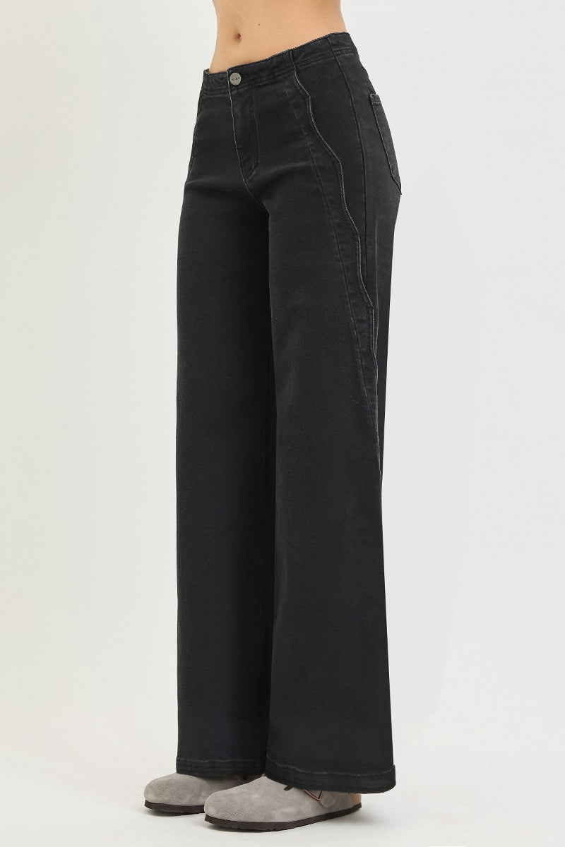 Scallop Edge Wide Leg Jeans