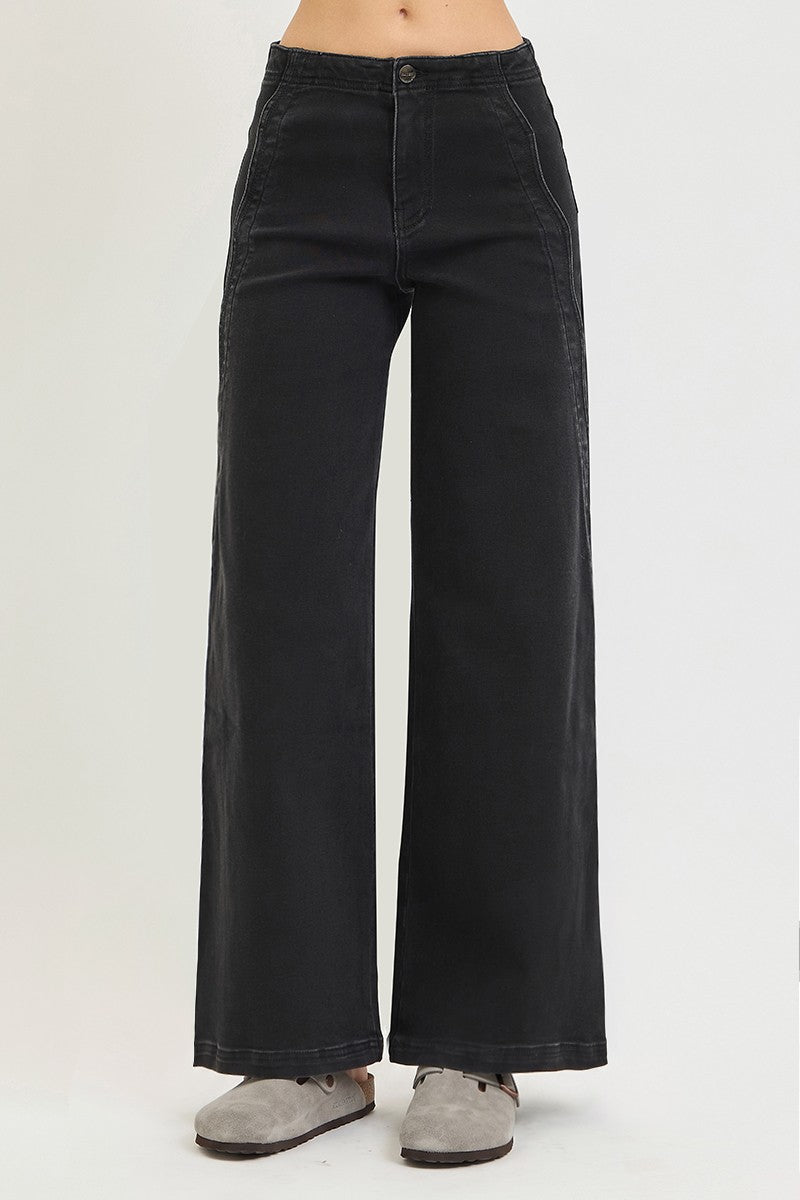Scallop Edge Wide Leg Jeans