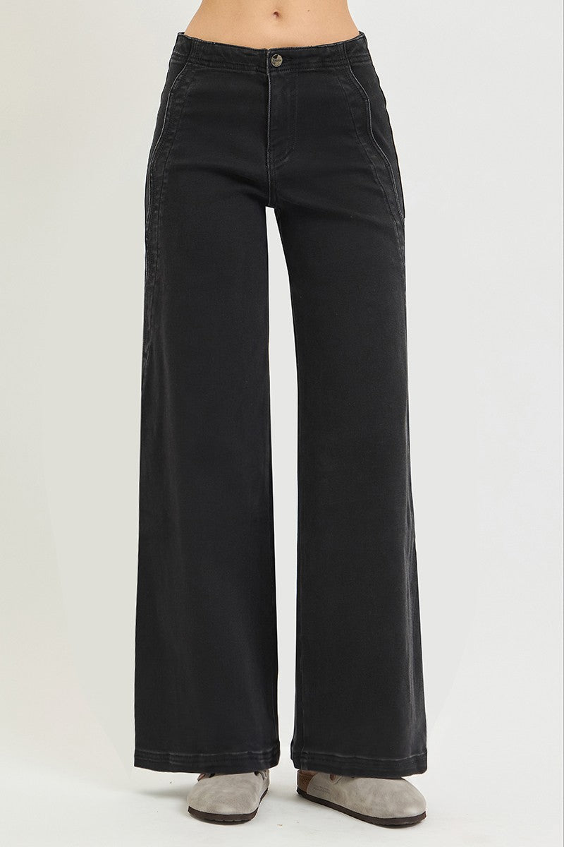 Scallop Edge Wide Leg Jeans