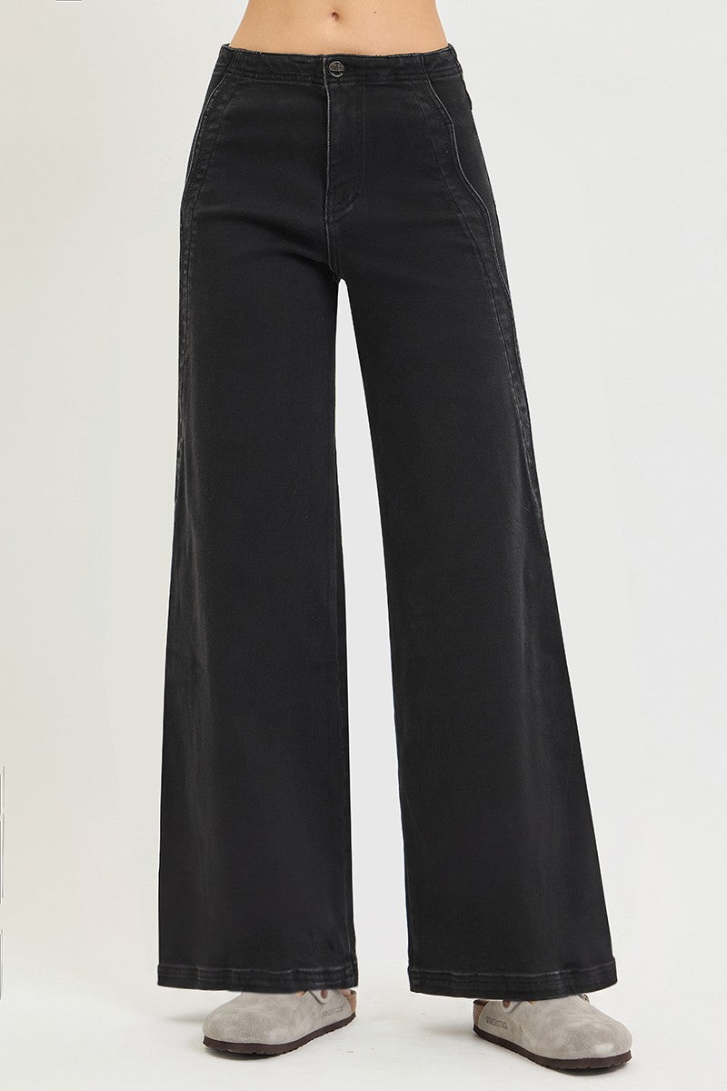 Scallop Edge Wide Leg Jeans
