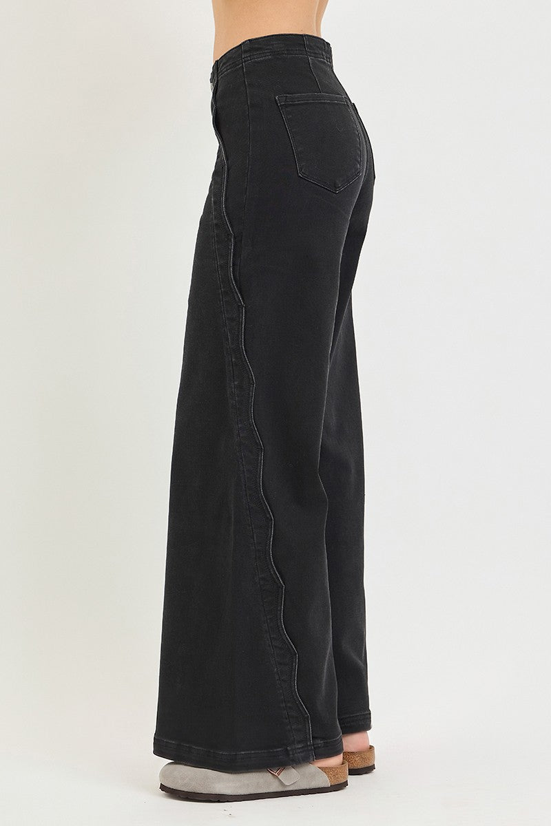 Scallop Edge Wide Leg Jeans