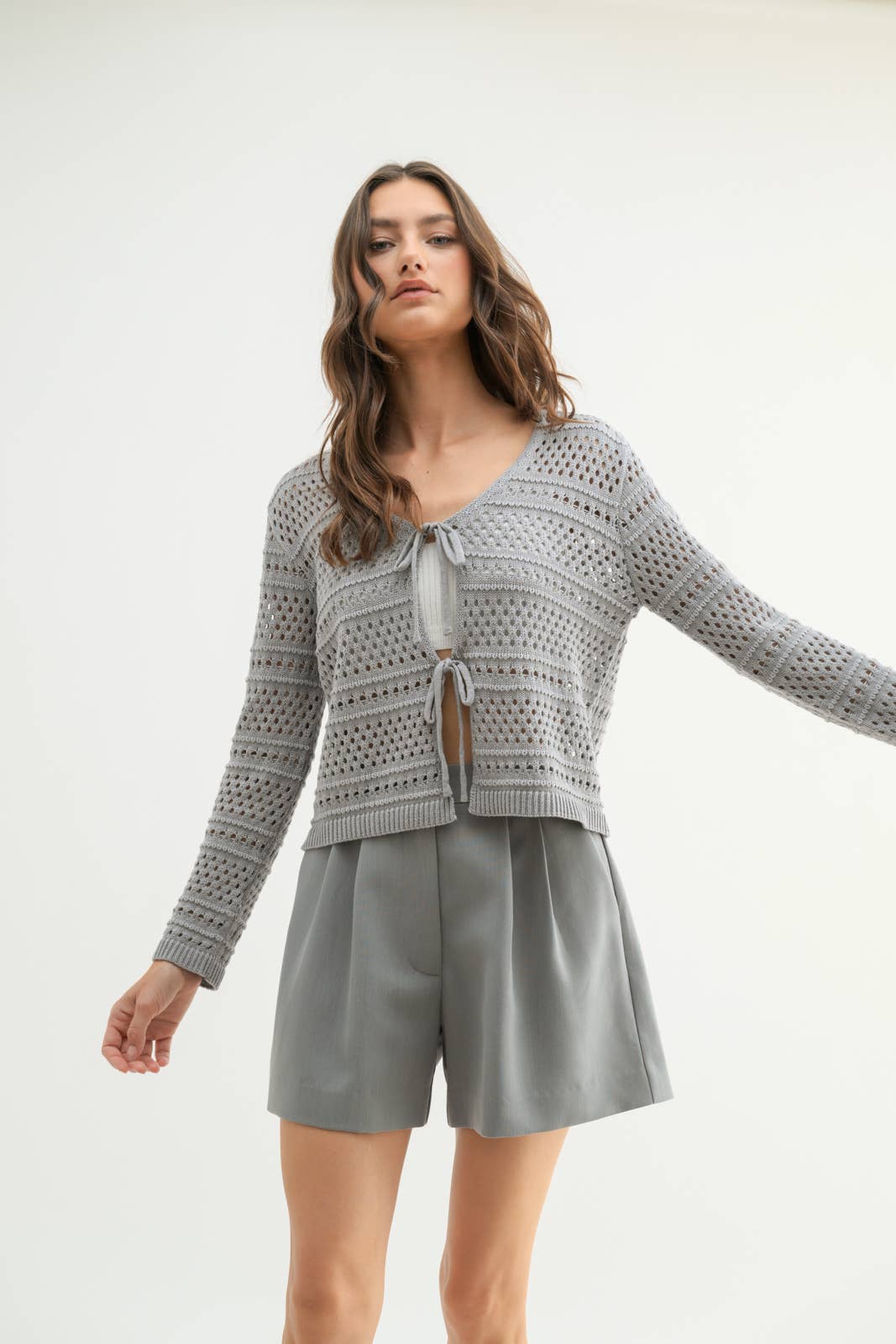 Tie Front Crochet Cardigan