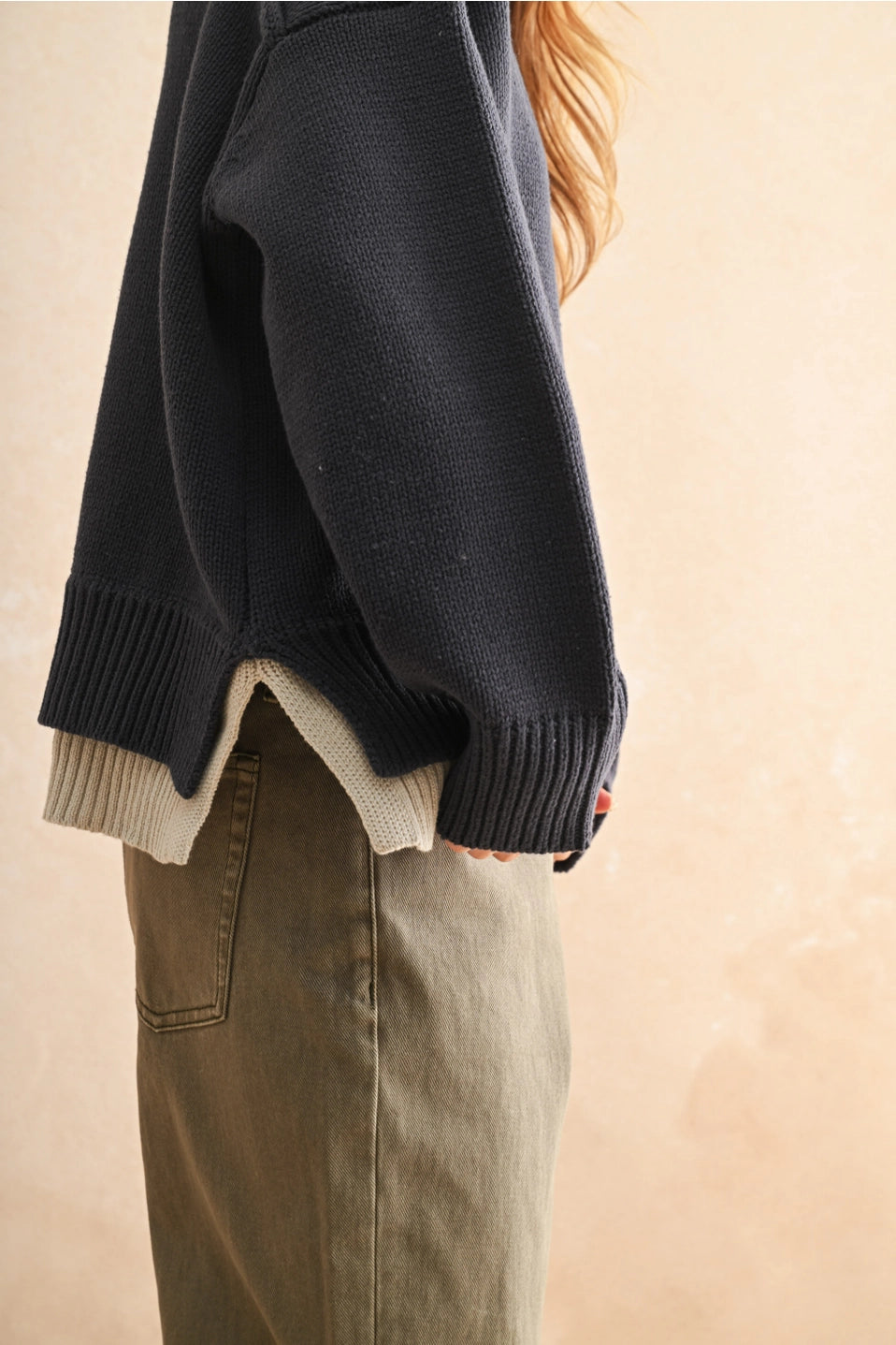 Color Combo V-Neck Sweater