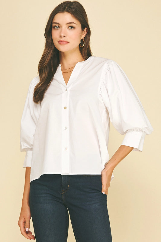 V-Neck Button Down