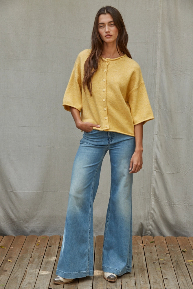 Short Sleeve Knit Cardigan