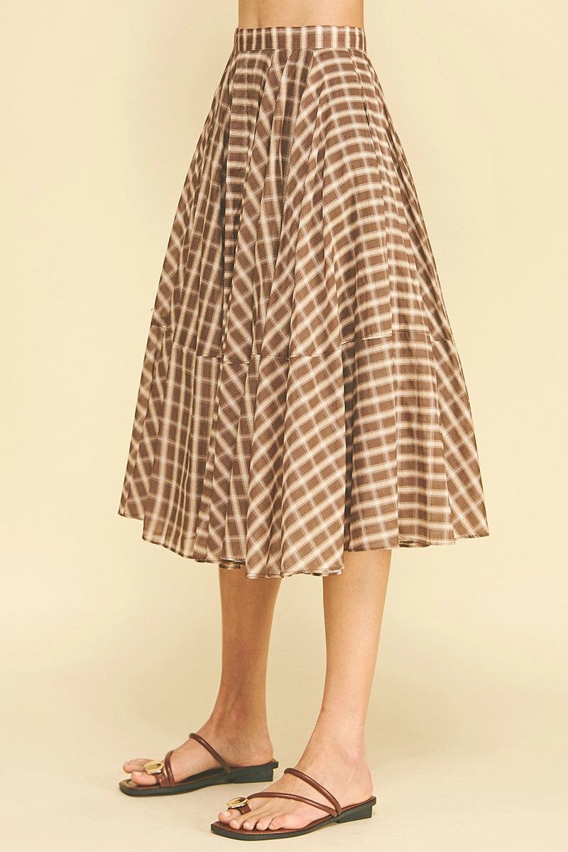 Plaid A-Line Midi Skirt